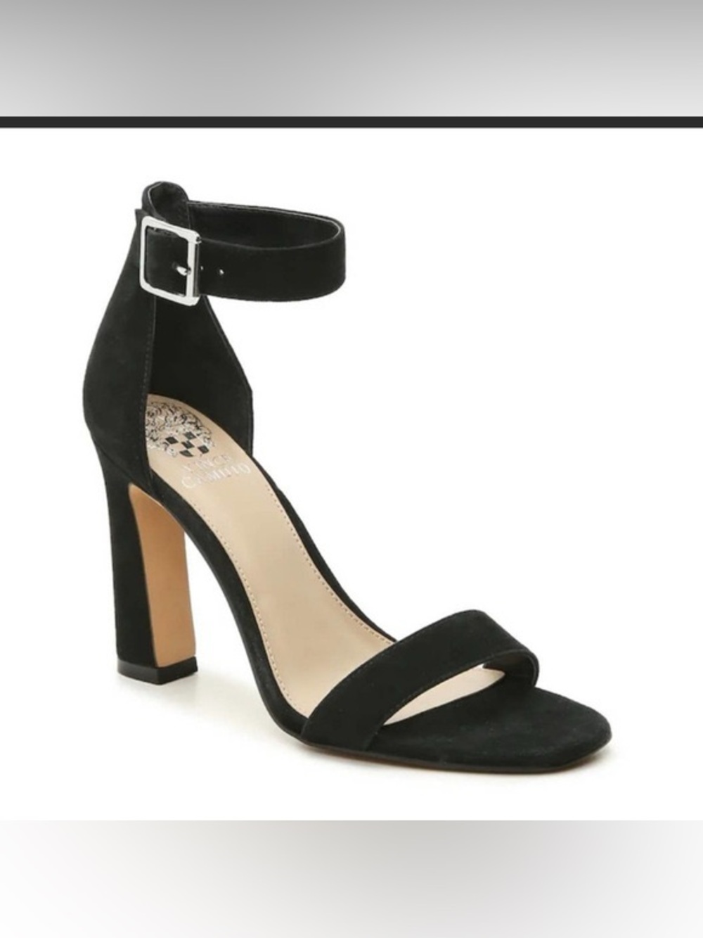 Vince Camuto Acelyn Black Suede Block Heel Sandals Size 10.5